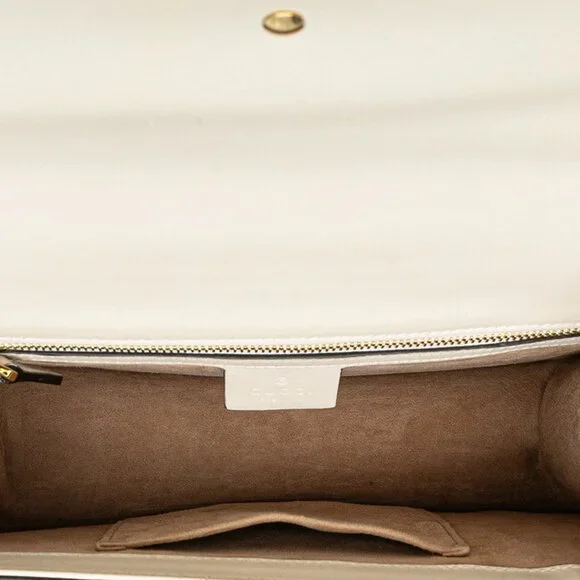 GUCCI Authentic White Leather Sylvie Shoulder Bag - Picture 7 of 10